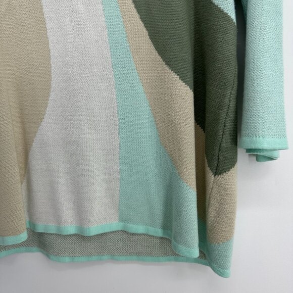 Soft Surroundings Nina Pullover Sweater XS Abstract Marble Flare Sleeves Green - Picture 6 of 8